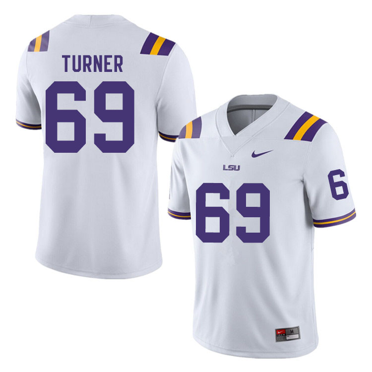 Men #69 Charles Turner LSU Tigers College Football Jerseys Sale-White
